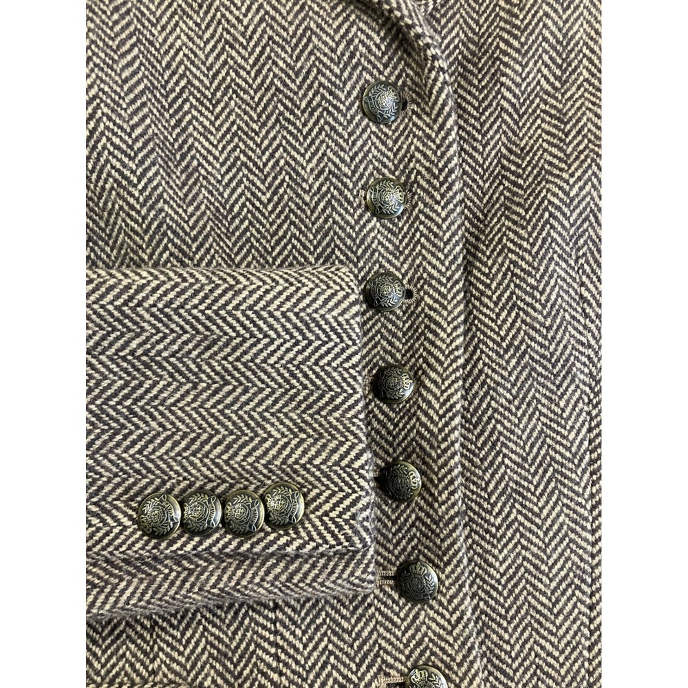 Chaps Womens Brown Herringbone Wool Blend Blazer and Floral Cotton Shirt Set S - Picture 9 of 13